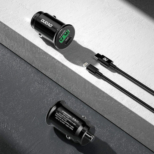Kup Auto-Ladegerät Dudao mit USB-Ports QC3.0 + USB-C PD schwarz + USB-C - Lightning Kabel 18W schwarz (R3PRO) - DDA127 - {ean13} - Sklep Home Screen