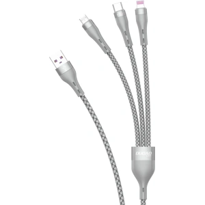 Kabel Dudao 3w1 USB - Lightning/microUSB/USB-C 65W 1,2m šedý (L20X)