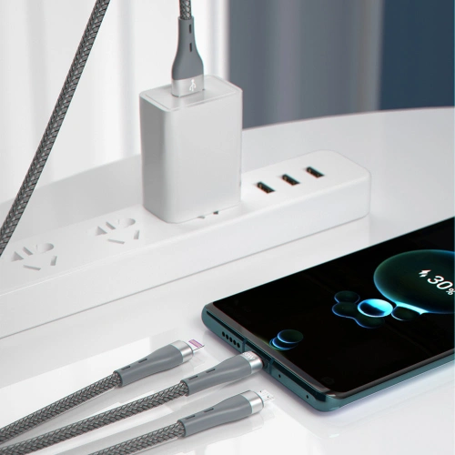 Kup Kabel Dudao 3w1 USB - Lightning/microUSB/USB-C 65W 1,2m szary (L20X) - DDA132 - {ean13} - Sklep Home Screen