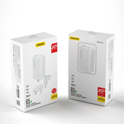 Kup Netzteil Dudao GaN 3in1 (EU, US, UK) 2xUSB-C + USB PD QC 65W weiß (A7PRO) - DDA133 - {ean13} - Sklep Home Screen