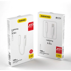 Kup Adapter audio Dudao Lightning/mini jack 3,5mm 10cm alb (L16) - DDA147 - {ean13} - Sklep Home Screen