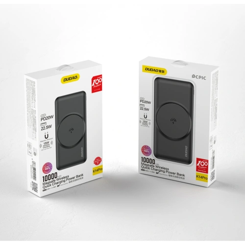 Kup Powerbank cu încărcare wireless Dudao MagSafe 10000mAh 22,5W Power Delivery Quick Charge 2xUSB/USB-C Qi 15W negru (K14Pro) - DDA150 - {ean13} - Sklep Home Screen