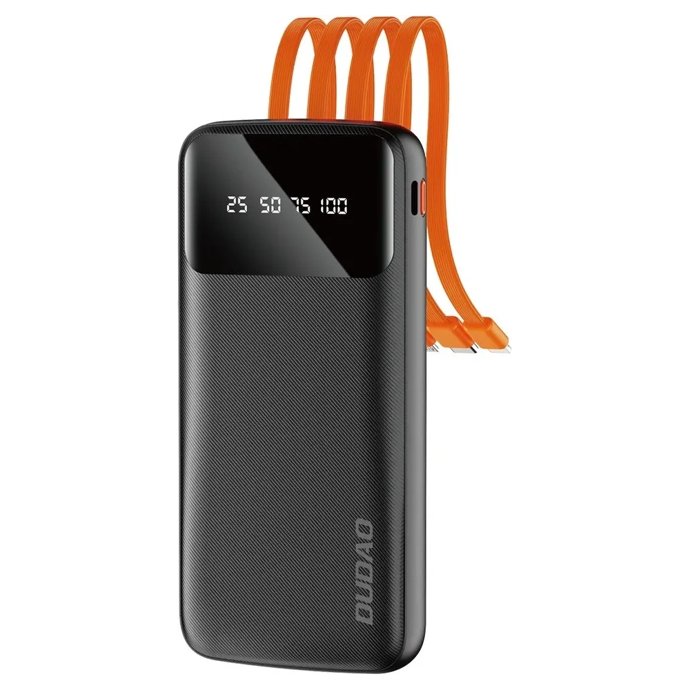 Powerbank Dudao 10000mAh z kablem USB, USB-C, Lightning czarny (K6Pro)