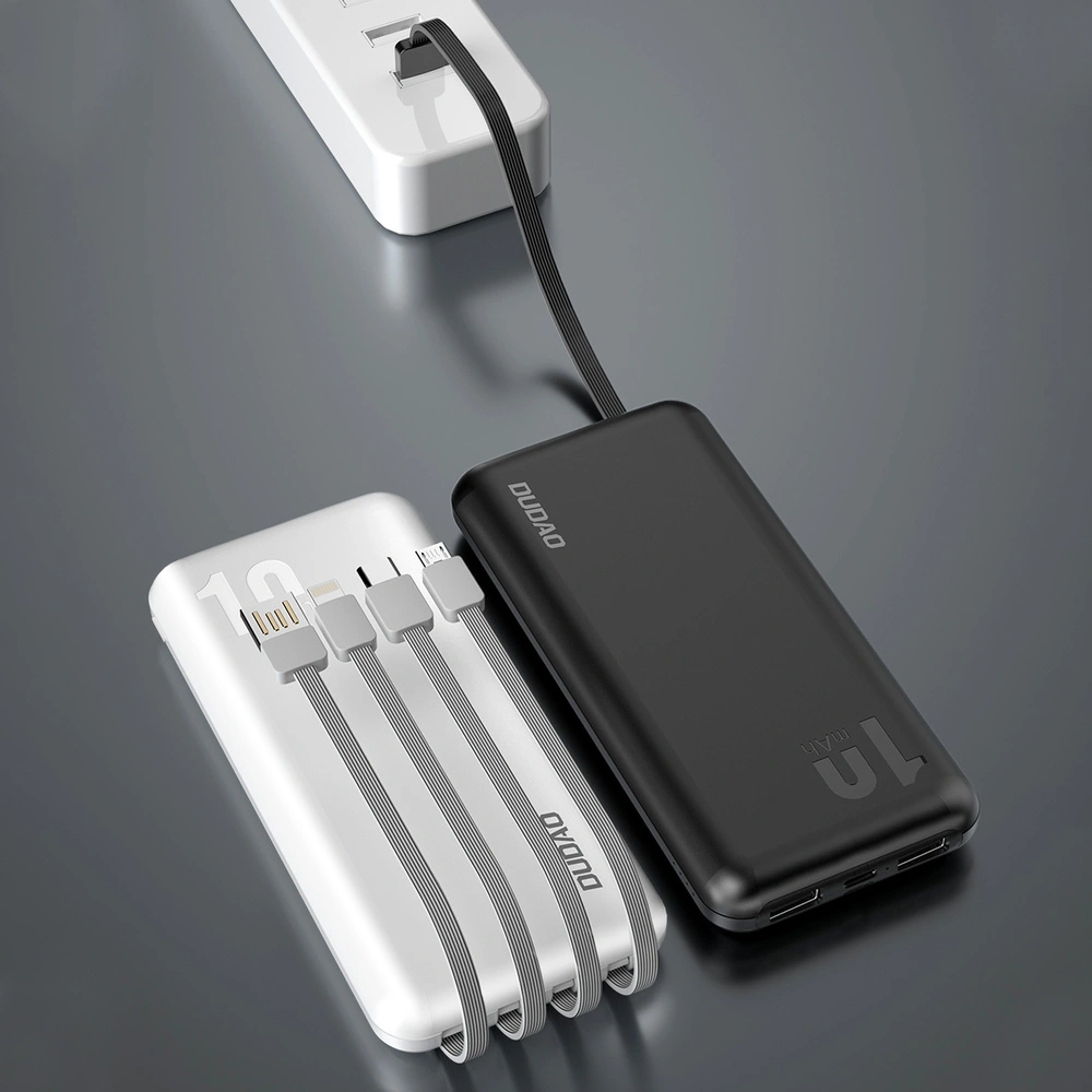 Powerbank Dudao 10000mAh z kablem USB, USB-C, Lightning czarny (K6Pro)