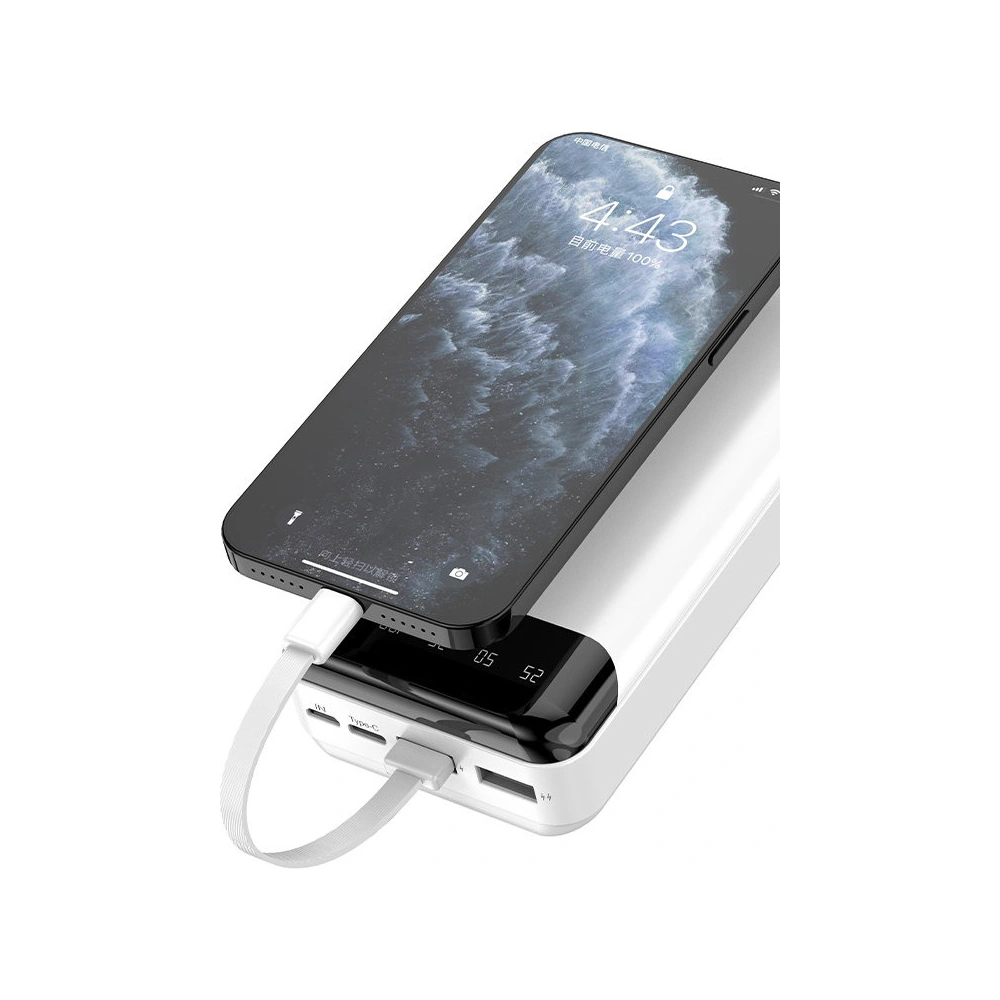 Powerbank Dudao 20000mAh z 3 wbudowanymi kablami USB-C/microUSB/Lightning czarny (K6Pro+)