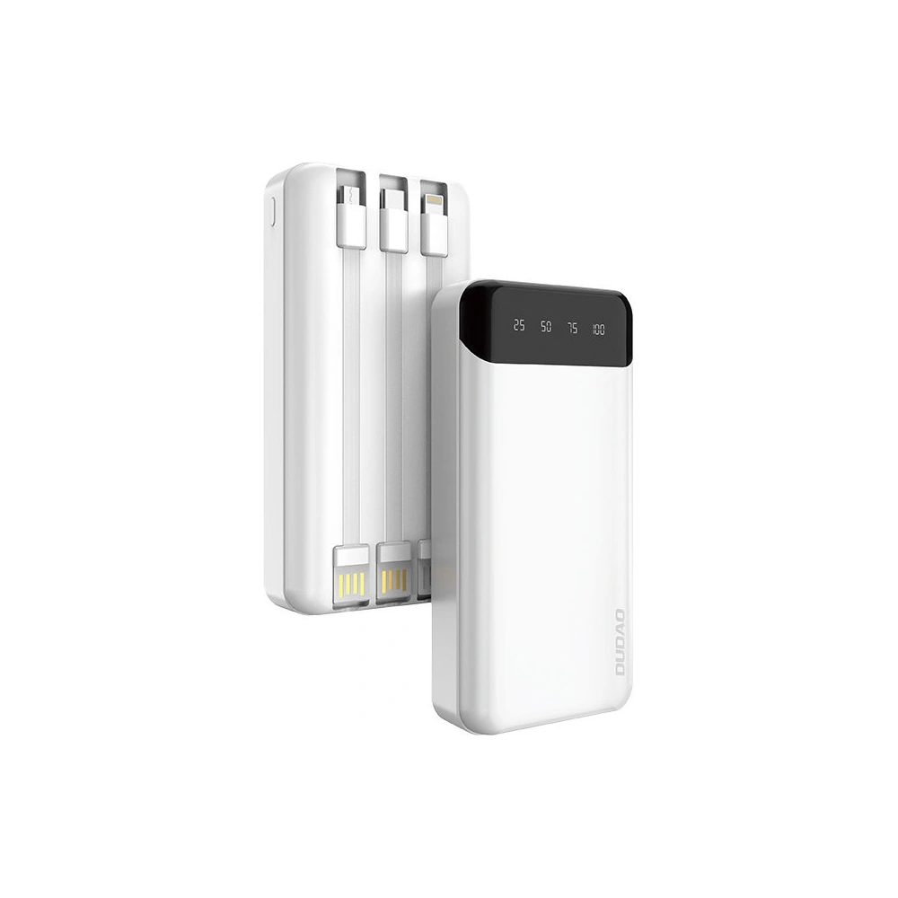 Powerbank Dudao 20000mAh z 3 wbudowanymi kablami USB-C/microUSB/Lightning biały (K6Pro+)