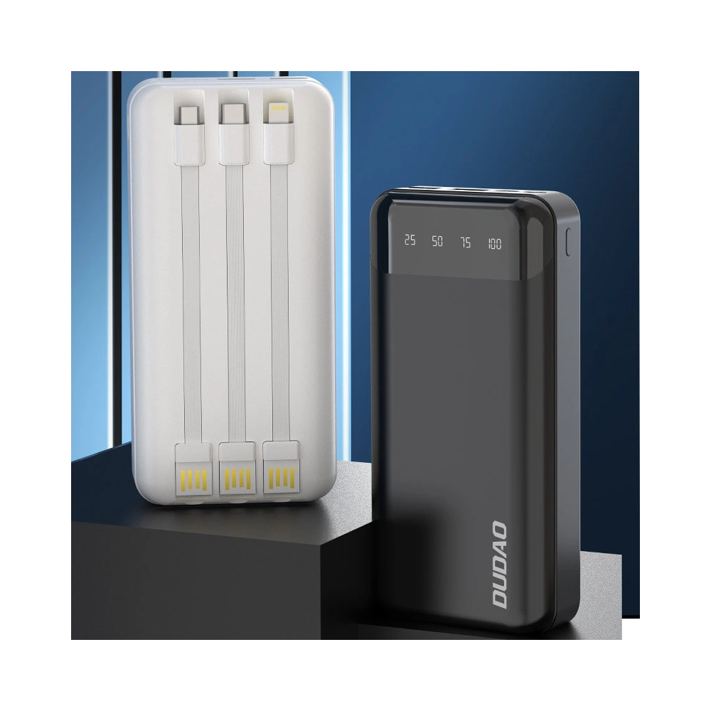 Powerbank Dudao 20000mAh z 3 wbudowanymi kablami USB-C/microUSB/Lightning biały (K6Pro+)