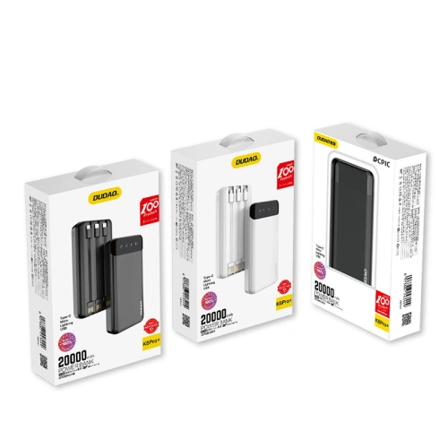 Kup Powerbank Dudao 20000mAh cu 3 cabluri integrate USB-C/microUSB/Lightning alb (K6Pro+) - DDA167 - {ean13} - Sklep Home Screen