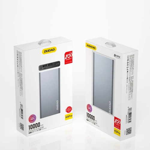 Kup Powerbank Dudao 10000mAh ekran LED srebrny (K5Pro) - DDA175 - {ean13} - Sklep Home Screen
