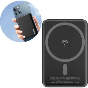Kup Powerbank cu încărcare wireless Dudao MagSafe 5000mAh + inel pentru încărcare magnetică negru (K14S) - DDA176 - {ean13} - Sklep Home Screen