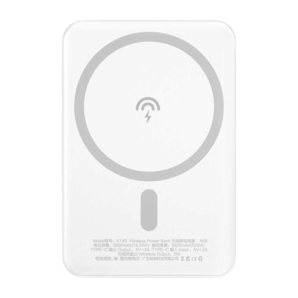 Powerbank z ładowaniem bezprzewodowym Dudao MagSafe 5000mAh + pierścień do ładowania magnetycznego czarny (K14S)