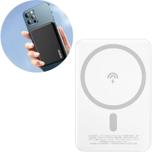 Kup Powerbank cu încărcare wireless Dudao MagSafe 5000mAh + inel pentru încărcare magnetică alb (K14S) - DDA177 - {ean13} - Sklep Home Screen