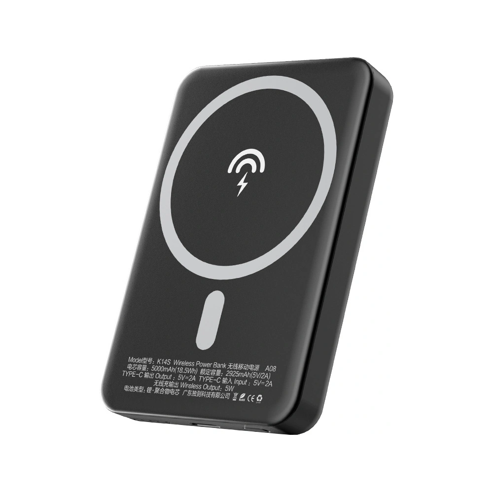 Powerbank z ładowaniem bezprzewodowym Dudao MagSafe 5000mAh + pierścień do ładowania magnetycznego biały (K14S)