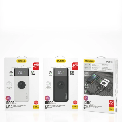 Kup Powerbank z ładowaniem bezprzewodowym Dudao 10000mAh Power Delivery Quick Charge 5.0 22,5W Qi 15W biały (K13Pro) - DDA180 - {ean13} - Sklep Home Screen