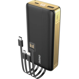 Powerbank Dudao 20000mAh z wbudowanymi kablami ekran LED czarny (K4Pro)