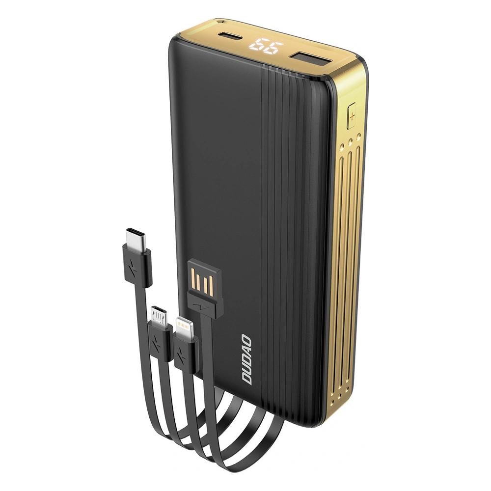 Powerbank Dudao 20000mAh z wbudowanymi kablami ekran LED czarny (K4Pro)