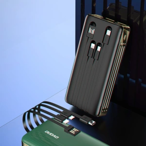 Powerbank Dudao 20000mAh z wbudowanymi kablami ekran LED czarny (K4Pro)