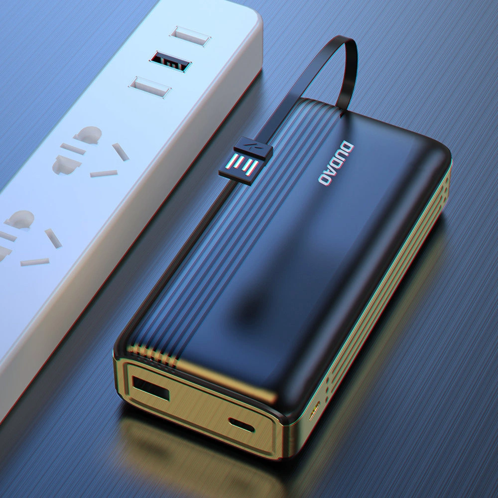 Powerbank Dudao 20000mAh z wbudowanymi kablami ekran LED czarny (K4Pro)