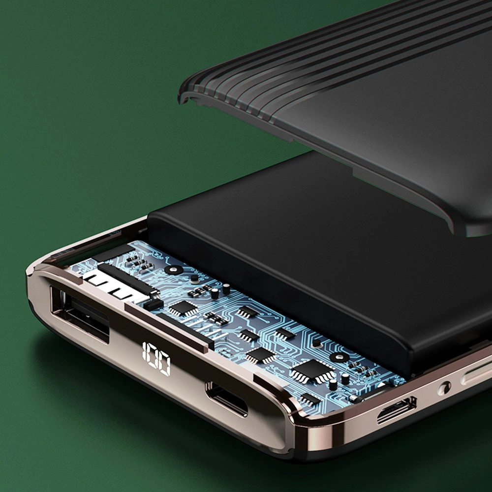 Powerbank Dudao 10000mAh z wbudowanymi kablami ekran LED czarny (K4Pro)