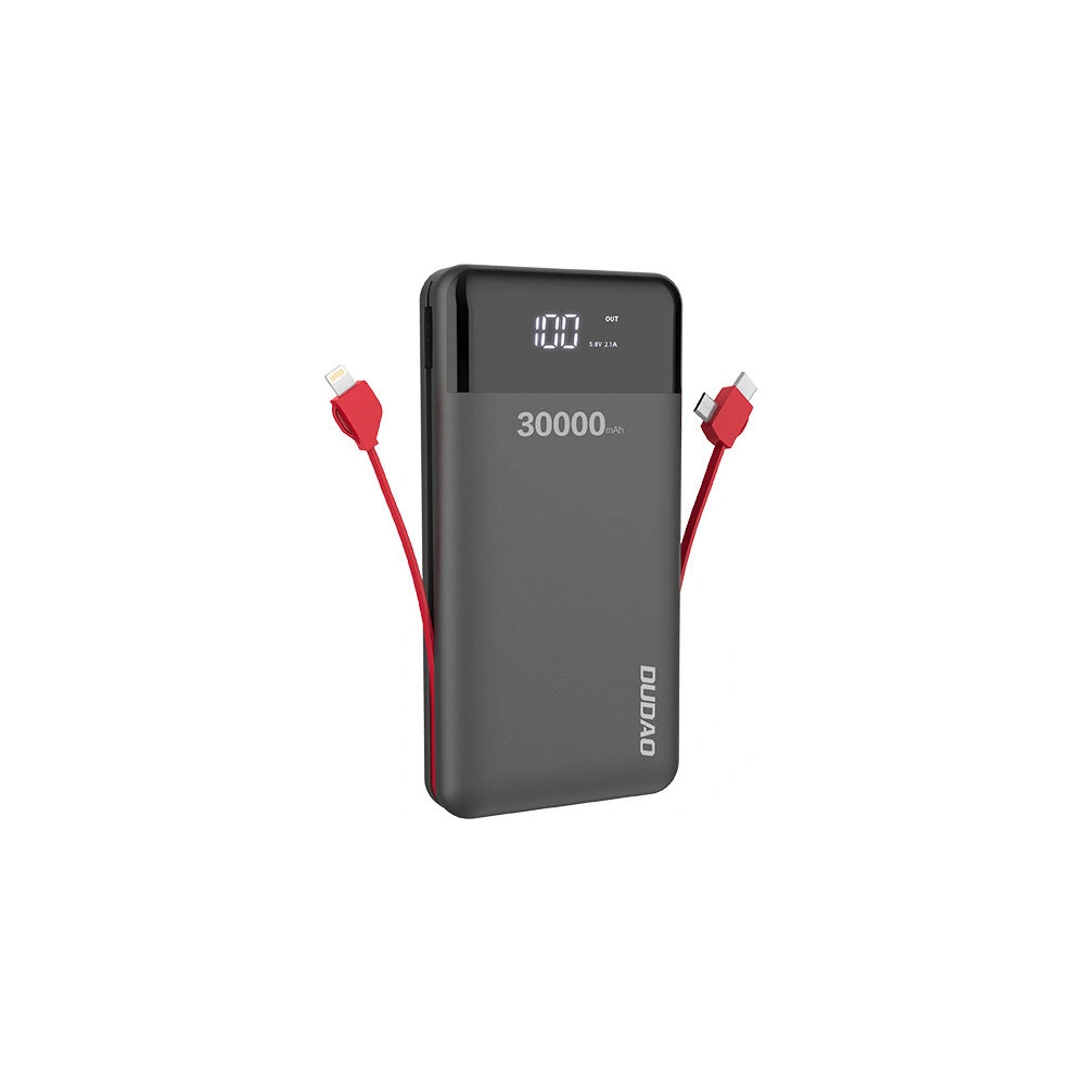 Powerbank Dudao 30000mAh z wbudowanymi kablami czarny (K1Max)