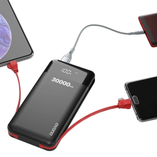 Buy Dudao K1Max 30000mAh power bank with built-in cables black (K1Max-black) - DDA186 - {ean13} - Home Screen Store Europe