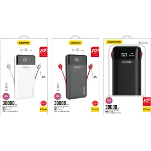 Powerbank Dudao 30000mAh s vestavěnými kabely bílý (K1Max)