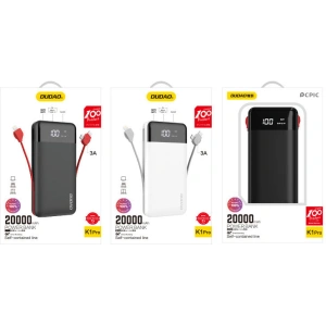 Powerbank Dudao 20000mAh s integrovanými kabely bílý (K1Pro)