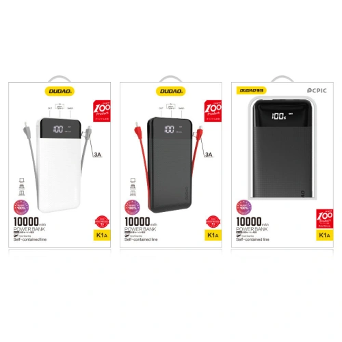 Kup Powerbank Dudao 2xUSB 10000mAh 2A cablu încorporat 3w1 Lightning/USB-C/microUSB 3A alb (K1A) - DDA190 - {ean13} - Sklep Home Screen