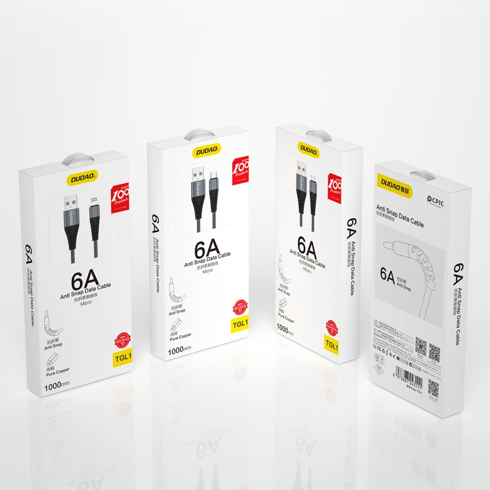 Kabel Dudao USB – USB-C 6A 1 m szary (TGL1T)