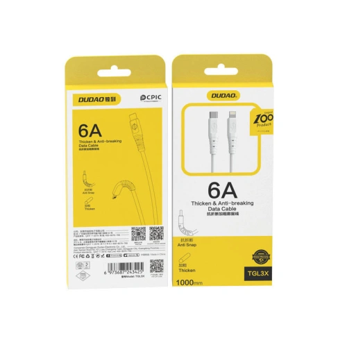 Kup Kabel Dudao USB-C/Lightning 6A 65W PD bílý (TGL3X) - DDA201 - {ean13} - Sklep Home Screen