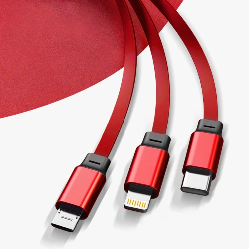 Buy Dudao L8H cable 3in1 extendable 1.1m red (L8H-red) - DDA205 - {ean13} - Home Screen Store Europe