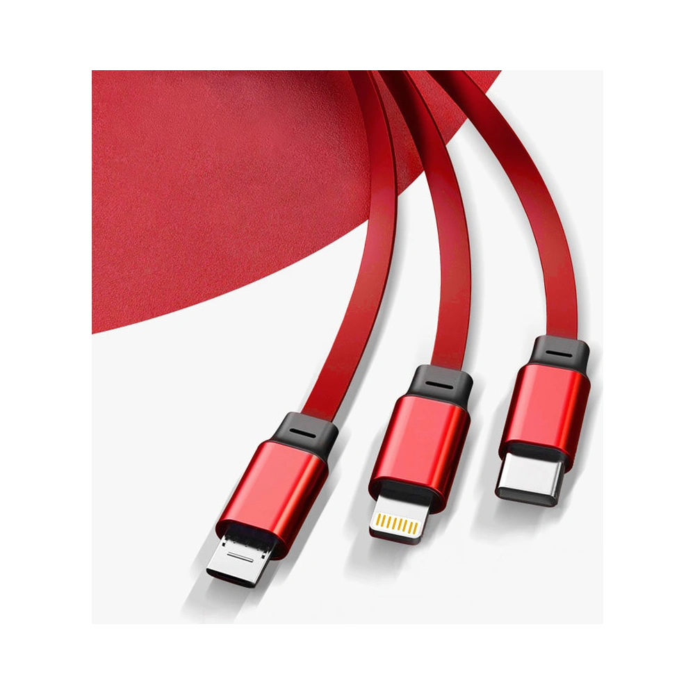 Kabel Dudao 3w1 z możliwością przedłużenia 1.1m czerwony (L8H-red)