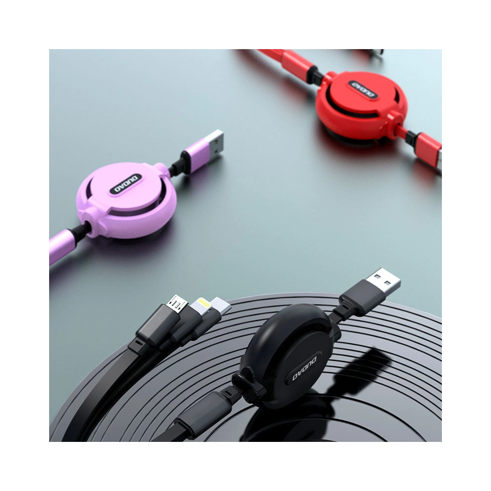 Kabel Dudao 3w1 z możliwością przedłużenia 1.1m czerwony (L8H-red)