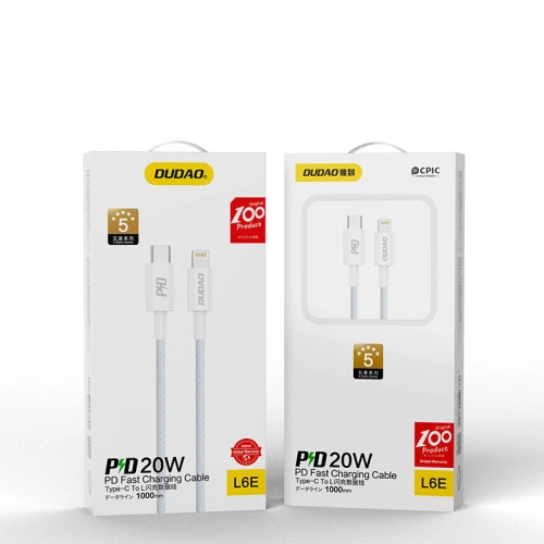 Kup Cablul Dudao USB-C/Lightning PD 20W alb (L6E) - DDA211 - {ean13} - Sklep Home Screen