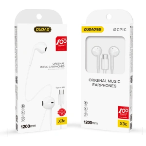 Dudao in-ear headphones with USB Type-C connector white (X3C)