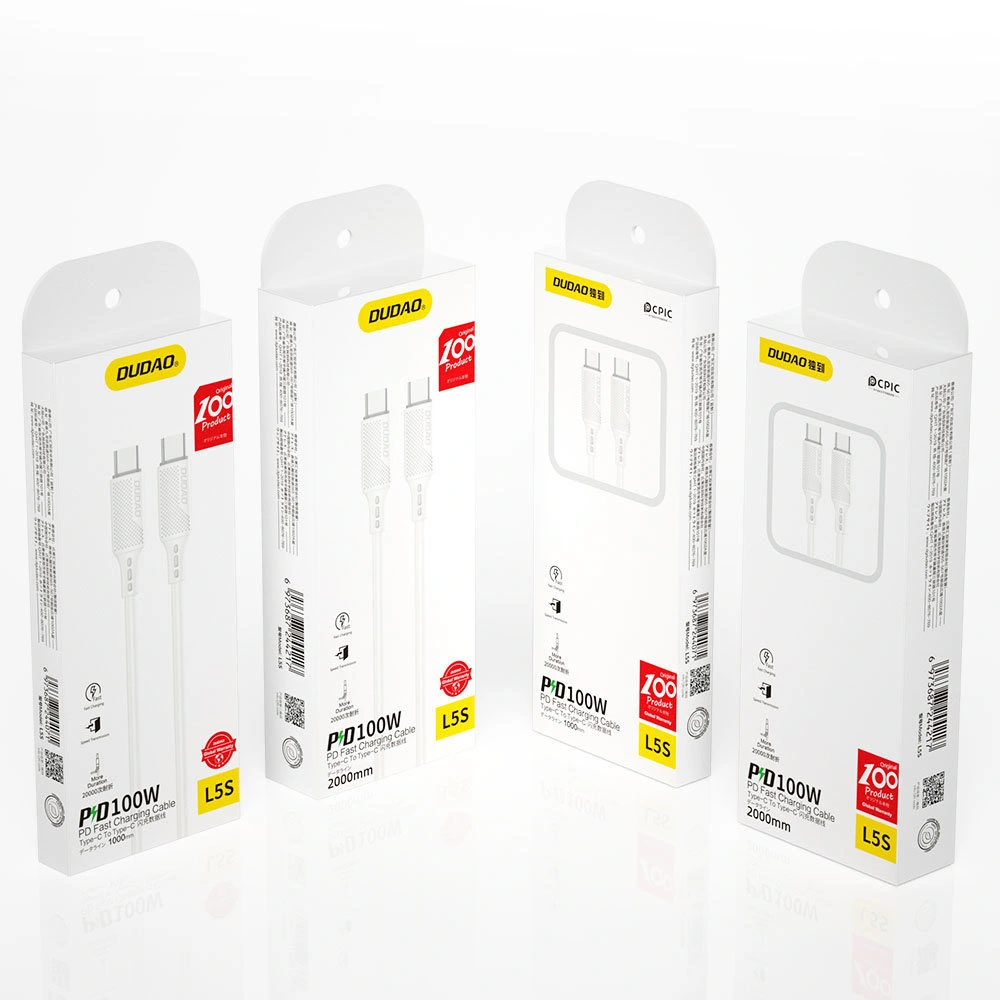 Kabel Dudao USB-C do ładowania i transferu danych 100W PD 1m biały (L5S_1M)