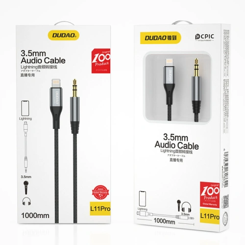 Kup Kabel audio Dudao Lightning/mini jack 3.5mm šedý (L11PRO) - DDA224 - {ean13} - Sklep Home Screen