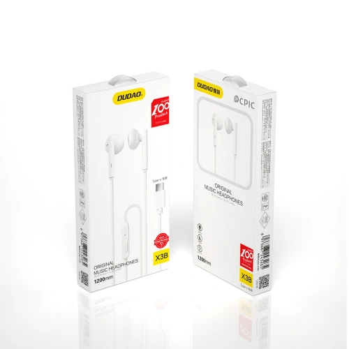 Buy Dudao wired headphones USB Type C 1.2m white (X3B-W) - DDA225 - {ean13} - Home Screen Store Europe
