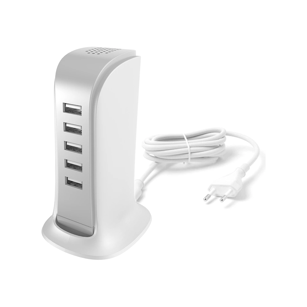 Ładowarka sieciowa Dudao 5x USB z wbudowanym kablem sieciowym EU biały (A5EU)