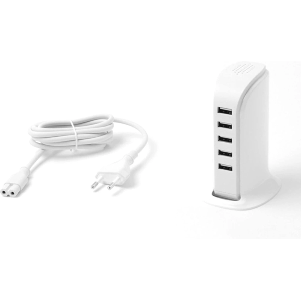 Ładowarka sieciowa Dudao 5x USB z wbudowanym kablem sieciowym EU biały (A5EU)