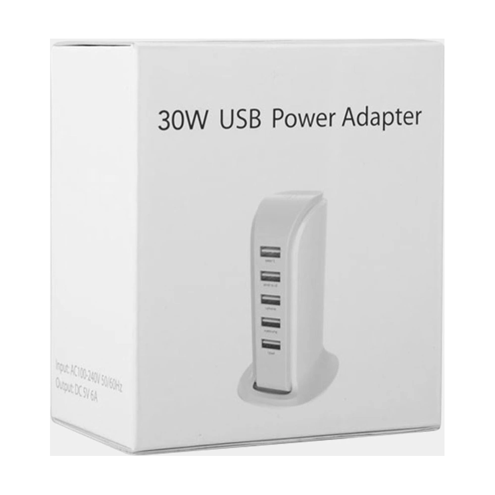 Ładowarka sieciowa Dudao 5x USB z wbudowanym kablem sieciowym EU biały (A5EU)