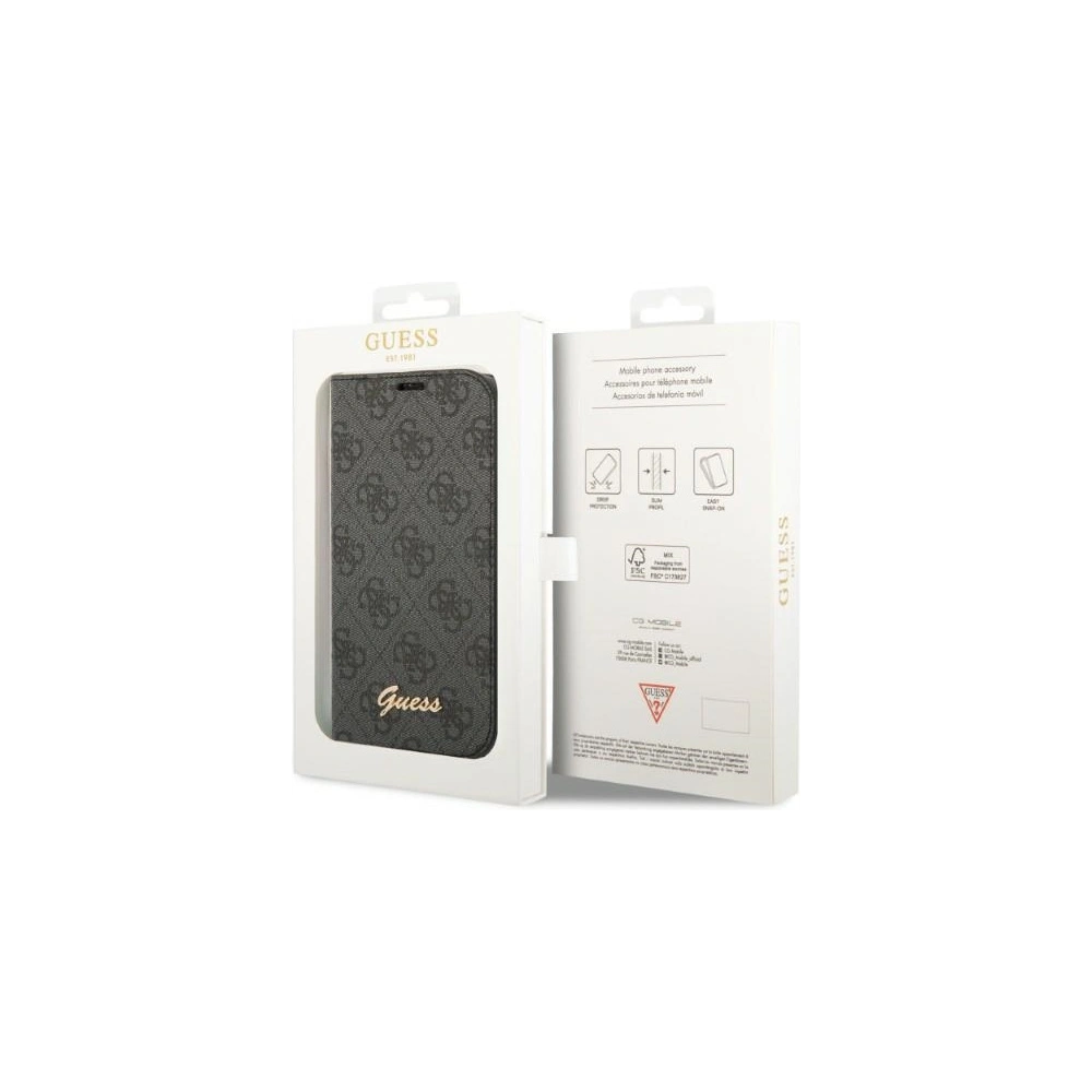 Etui Guess GUBKP14LHG4SHK Apple iPhone 14 Pro czarny/black book 4G Vintage Gold Logo