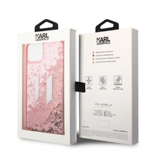 Buy Karl Lagerfeld KLHCP14MLBKLCP Apple iPhone 14 Plus / 15 Plus pink hardcase Liquid Glitter Big KL - KLD1178 - {ean13} - Home Screen Store Europe