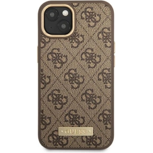 Etui Guess GUHMP14MU4GPRW Apple iPhone 14 Plus / 15 Plus brązowy/brown hard case 4G Logo Plate MagSafe