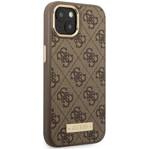 Etui Guess GUHMP14MU4GPRW Apple iPhone 14 Plus / 15 Plus brązowy/brown hard case 4G Logo Plate MagSafe