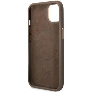 Etui Guess GUHMP14MU4GPRW Apple iPhone 14 Plus / 15 Plus brązowy/brown hard case 4G Logo Plate MagSafe