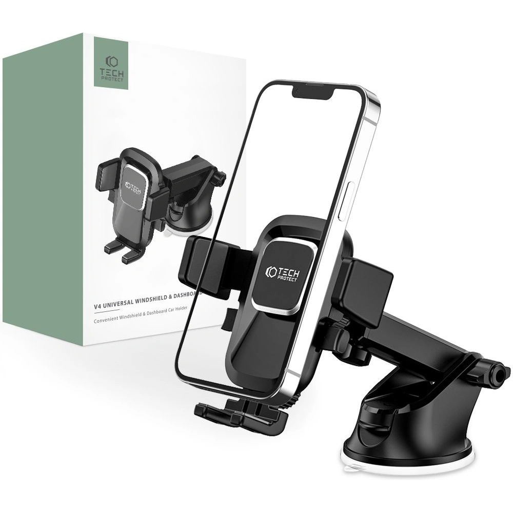 Uchwyt samochodowy Tech-Protect V4 Universal Windshield & Dashboard Car Mount Black