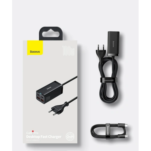 Kup Încărcătorul de rețea Baseus GaN3 Pro GaN 2xUSB-C/2xUSB 100W PD3.0, QC4.0+, AFC negru - BSU3630 - {ean13} - Sklep Home Screen