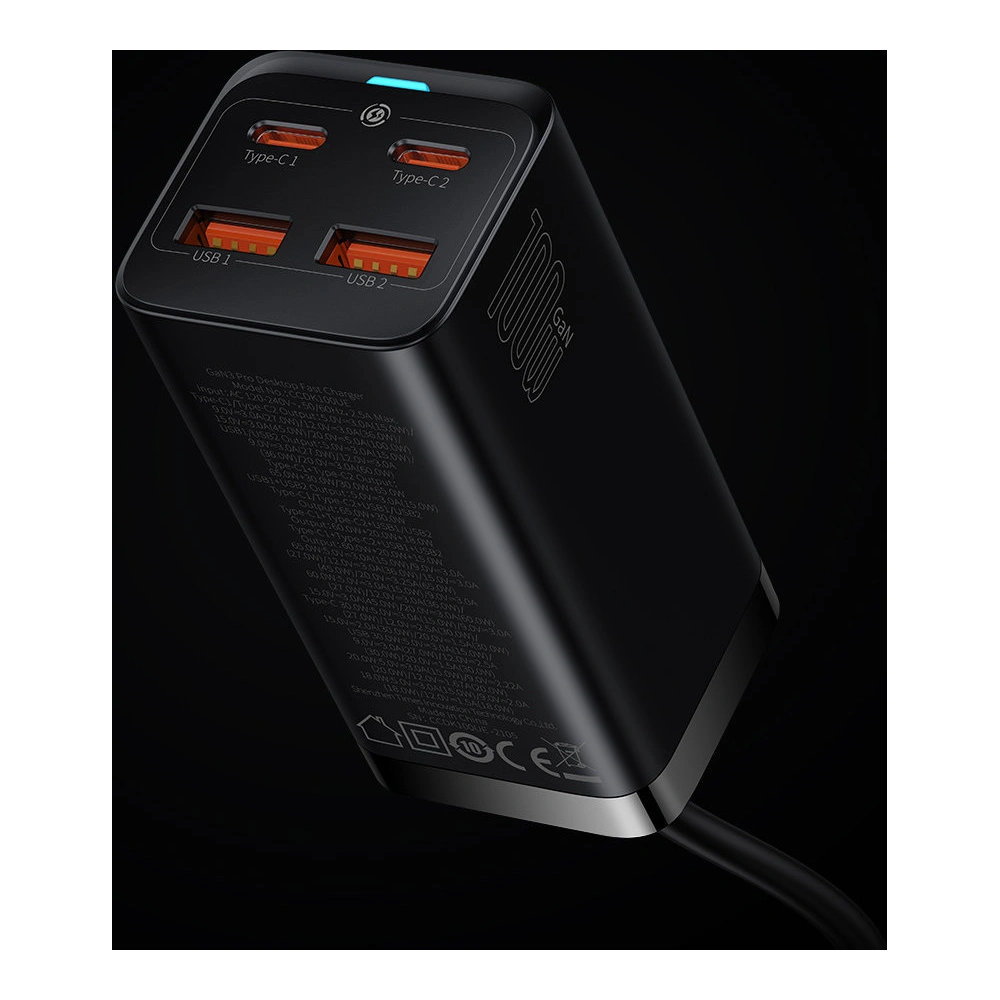 Ładowarka sieciowa Baseus GaN3 Pro GaN 2xUSB-C/2xUSB 100W PD3.0, QC4.0+, AFC czarny