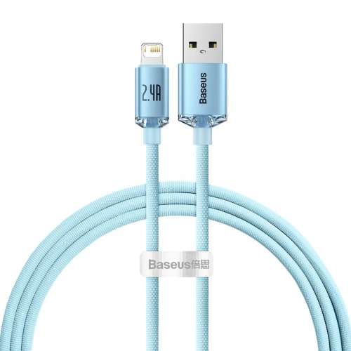 Kup Cablul Baseus Crystal Shine Series USB/Lightning 2,4A 20W 1,2m albastru - BSU3633 - {ean13} - Sklep Home Screen